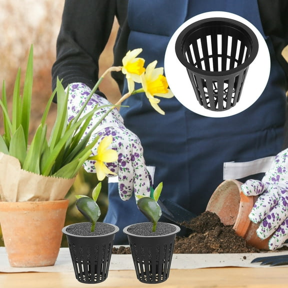 LEORX Planter Hydroponic Plant Nursery Pots Plastic 10Pcs Black