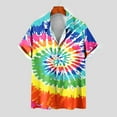 thumbnail image 3 of IYTR Mens Shirts Summer Hawaiian Beach Shirts Casual Comfy Tie-Dye Print Fashion Button Down Turndown Collar Short Sleeve T Shirts Sky Blue XXXL, 3 of 5