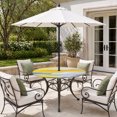 thumbnail image 4 of Yellow Grey Ombre Round Outdoor Tablecloth with Umbrella Hole Zipper, Oil Painting Modern Abstract Art Elastic Fitted Table Cover, Waterproof Table Cloth for Patio Picnic Party Fits 36"-44", 4 of 9