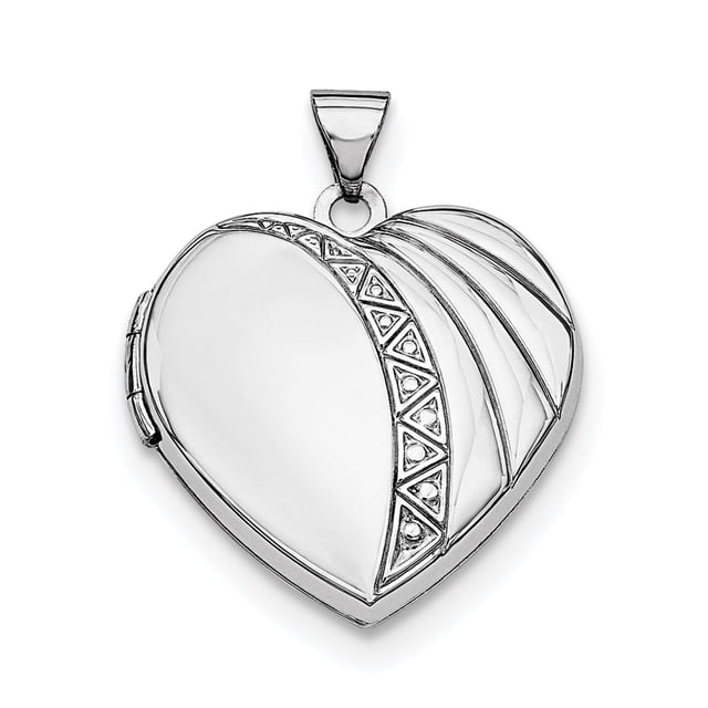 Sterling Silver Rhodium-plated 21mm Heart Locket QLS614 (21mm x 21mm)