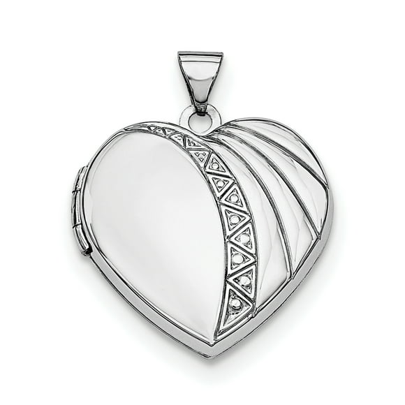 Sterling Silver Rhodium-plated 21mm Heart Locket QLS614 (21mm x 21mm)