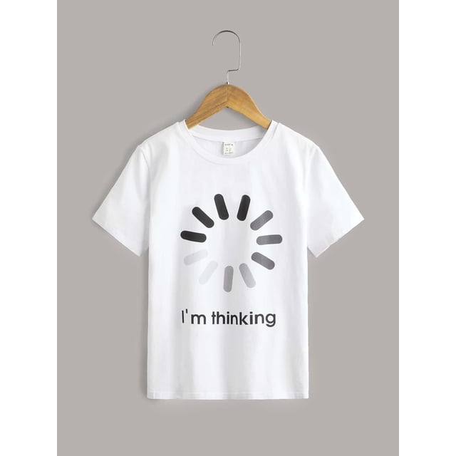 Tween Boy Ribbed Sporty Round Neck Slogan Graphic Print Casual T-Shirt, Short Sleeve