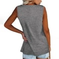 thumbnail image 4 of Qwertyu Plus Size Tank Tops for Womens Casual Summer Boho Shirts with Button Loose Sleeveless Tunic Tops Gray L, 4 of 7