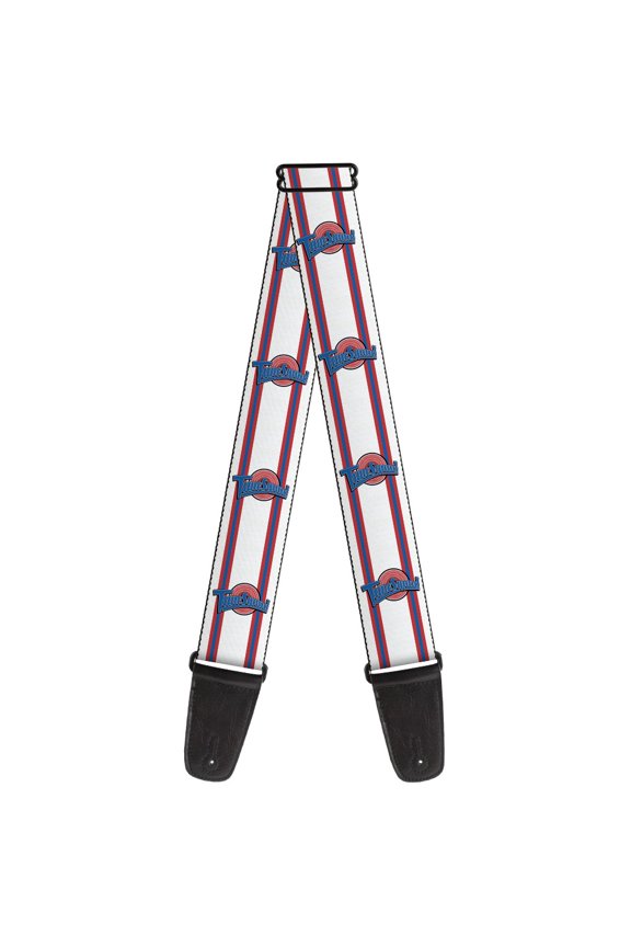 Looney Tunes Guitar Strap, Space Jam Tune Squad Logo Stripe White Red Blue, 2 Inches Wide