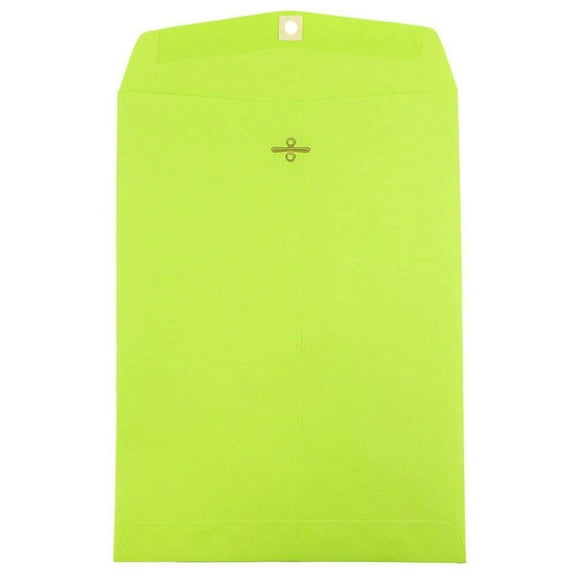 JAM Paper 9 x 12 Clasp Envelopes, 10/Pack, Lime Green