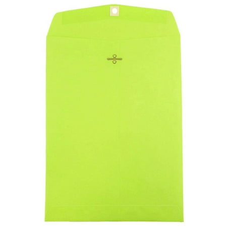 Ultra Thin Envelope - JAM Paper 9 x 12 Open End Catalog with Clasp Closure Envelope, Ultra Lime, 100/pack