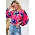 thumbnail image 4 of Women's Rose Flower Print Puff Sleeve Blouse, 4 of 5