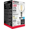 thumbnail image 2 of Satco S21210 G16.5 Globe LED Light Bulbs 5.5W 120V 3000K 90CRI E12 Candelabra Base Dimmable (6 Pack), 2 of 15