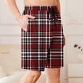 thumbnail image 6 of Miluxas Mens Plaid Check Soft Lightweight Long Shorts Drawstring Pants with Pocket Red L(L), 6 of 6
