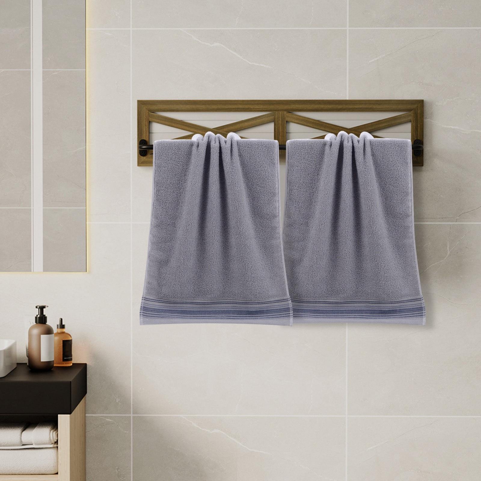12-Pack Soft Polyester Embroidered Bath Hand Face Towels for Home Bathroom, Guest, Spa, Gym, Travel - Lightweight Quick-Drying Bulk Towel Set (12)