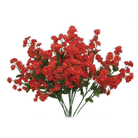 Red Baby Breath 18in Artificial Polysilk Faux Fake Flower Gypsophila Stems for Craft Home Garden Bouquet Arrangement Ceremony Wedding Arch Floral Wall Aisle Decor (Red, Set of 2 Dozen)