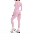 thumbnail image 4 of QHFBli Women Long Sleeve Workout Jumpsuit Zip Up Romper Bottom Pants Bodysuit Bodycon, 4 of 4