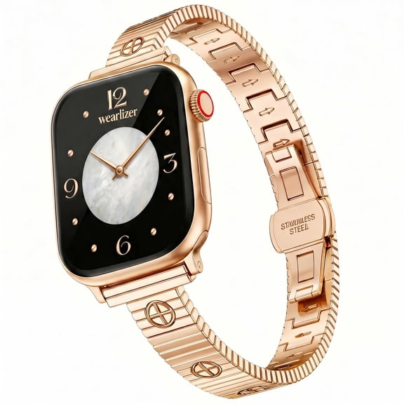 Wearlizer Slim Stainless Steel Watch Band Compatible with Apple Watch Band 38/40/41/42/44/45/46/49mm Women Jewelry Bracelet Strap for Series 11/10/9/8/7/6/5/4/SE/Ultra 3/2/1