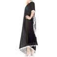 thumbnail image 4 of HAPPY BAY Women's Summer Loungewear Sheer Solid Casual Cover Up Relaxed Caftan Maxi Dresses for Women Plus Size XL-XXL Black, Pom Pom Lace, 4 of 5
