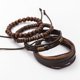 thumbnail image 2 of Pulsera de cuero trenzado Pulsera de cuentas de madera para hombres Mujeres Cuero genuino vintage Negro Marrón LingWen 9024719122236, 2 of 5