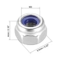 thumbnail image 2 of Unique Bargains M3 x 0.5mm Nylon Insert Hex Lock Nuts, 304 Stainless Steel, Plain Finish, 10 Pcs, 2 of 3