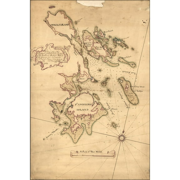 24"x36" Gallery Poster, map of Canso Harbor, nova scotia 1764