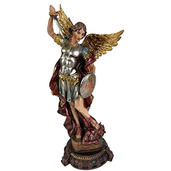 Urbalabs Saint Michael Statue Archangel Michael Catholic Religious Figurines 13 Inch Blessed Sacred Statue Catholic Saints Statues Crucified and Crowned