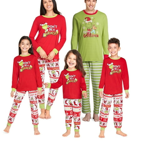 

BrilliantMe Christams Family Matching Pajamas Nightwear Set Elf Letter Print Long Sleeve Tops Trousers Outfits 2-3 Years