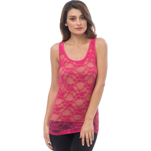 Sheer Nylon Lace Racerback Tank Top