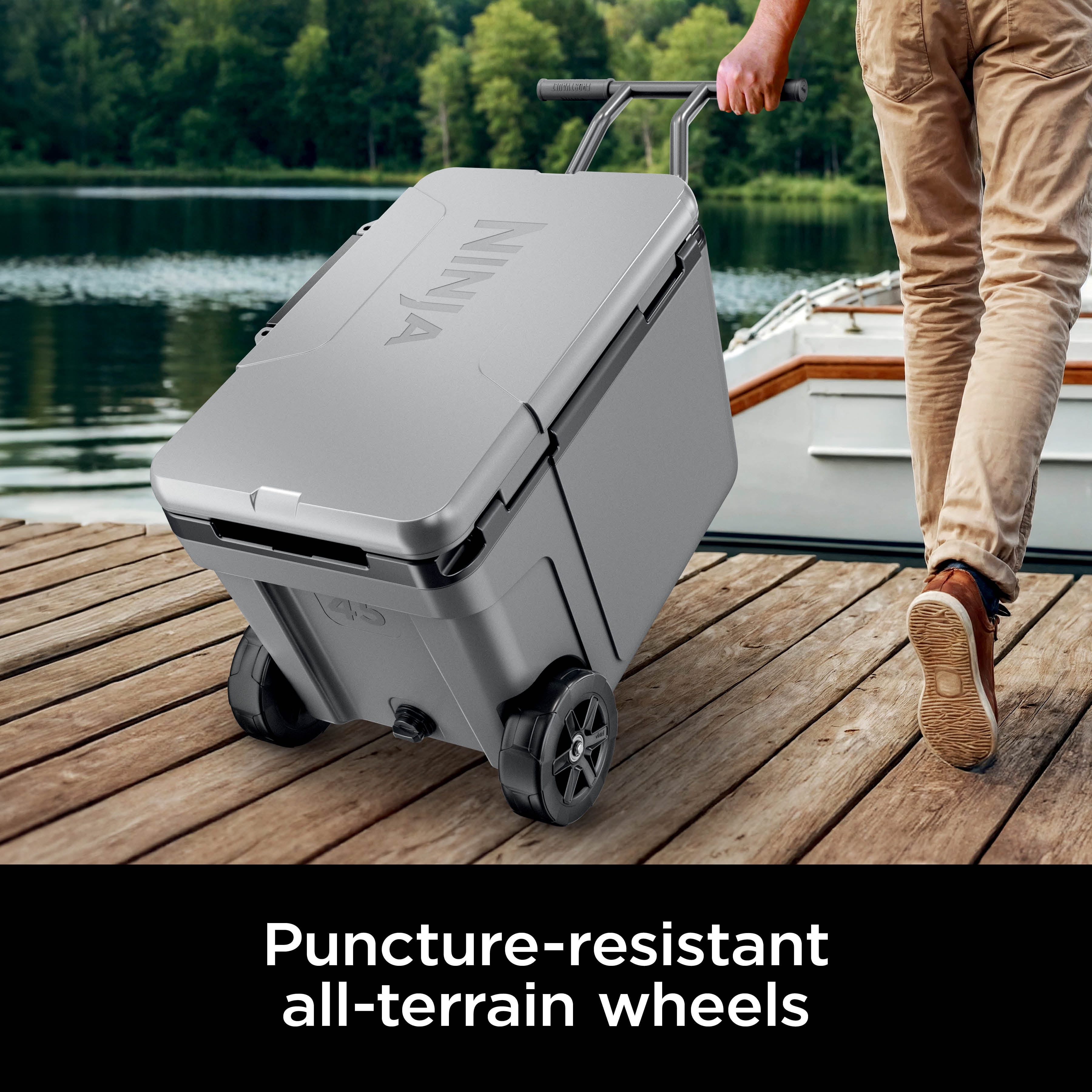Ninja FrostVault 45 Quart Wheeled Cooler, Gray