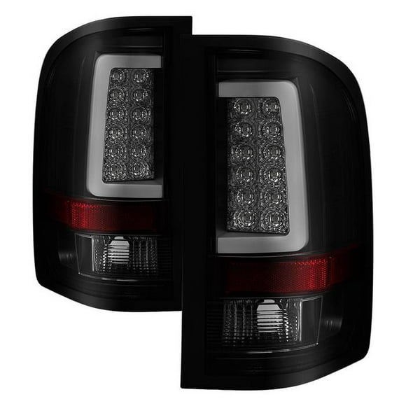 Spyder Automotive Ensemble de Feux Arrière - LED 5084095 Version 3; Lentille de Fumée Noire / Réflecteur Rouge; Boîtier Noir; Ampoule LED / Utilise une Ampoule Inverse; Lot de 2; Style de Barre de Lumière