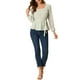 thumbnail image 2 of INSPIRAR CHIC Blusa de Peplum de Manga Larga Floral con Cuello Cuadrado y Cinturón S Verde, 2 of 6