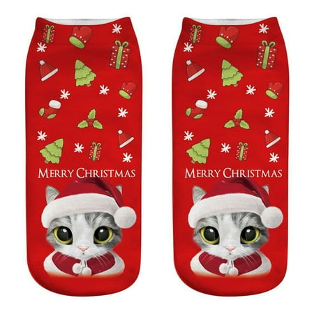 

3 Pairs Socks for Women Christmas Women’s Casual Cotton Pattern Socks Comfortable Cute Animal Print Socks Womens Socks