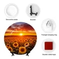 thumbnail image 4 of Zufioo Sunset Golden Sunflower Field Print Bone China Decorative Plate, Ceramic Dinner Plate with Stand Ceramic Decoration Homewares-6in, 4 of 6