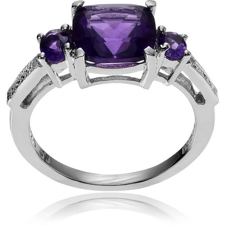 Brinley Co. Women's Topaz Accent Amethyst Sterling Silver 3-Stone Fashion Ring