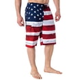 thumbnail image 1 of US Apparel Men's American Flag Inspired Board Shorts, Red, Small (30"-32"), 1 of 4