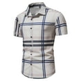 thumbnail image 4 of Camisas De Vestir Para Hombre Slim Fit Hombres Primavera Verano Top Camisas Casual Deportes Camisa de playa Mezcla de algodón Estampado de manga corta Camisa de (Khaki, L), 4 of 7