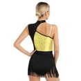 thumbnail image 3 of Doomiva Women Tassel Salsa Latin Dance Dress Sequin Fringe Flapper Leotard Dress Ballroom Dancing Gold S, 3 of 7