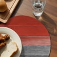thumbnail image 3 of Red Gray Black Round 13 Inch Placemats Set of 2, Vintage Country Gradient Wooden Grain HeatResistant Non Slip Place Mats for Dining Table, Wipeable Braided Kitchen Table Mats for Housewarming, 3 of 9