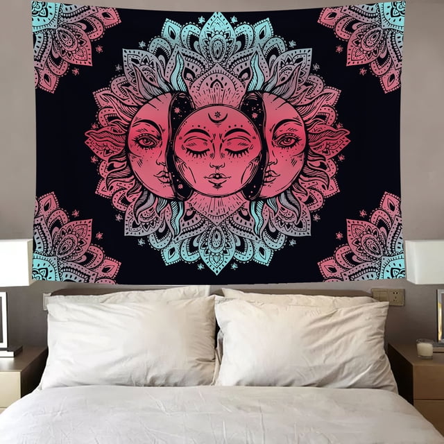 Tapiz Bohemio PsicodéLico Con Mandala Hippie Indio Adecuado para Dormitorio Universitario Dormitorio Sala de Estar Manta de Hogar Playa()(150x100cm)