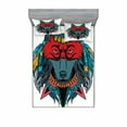 thumbnail image 2 of Ambesonne Tribal Fitted Sheet & Pillow Sham Set, Wolf Animal Theme, Twin, Teal White and Red, 2 of 3
