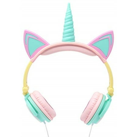 Long Cable Earphones Gabba Goods Premium LED Light Up in The Dark Unicorn Over The Ear Comfort Padded Stereo Headphones with AUX Cable | Earphone Gift ()
