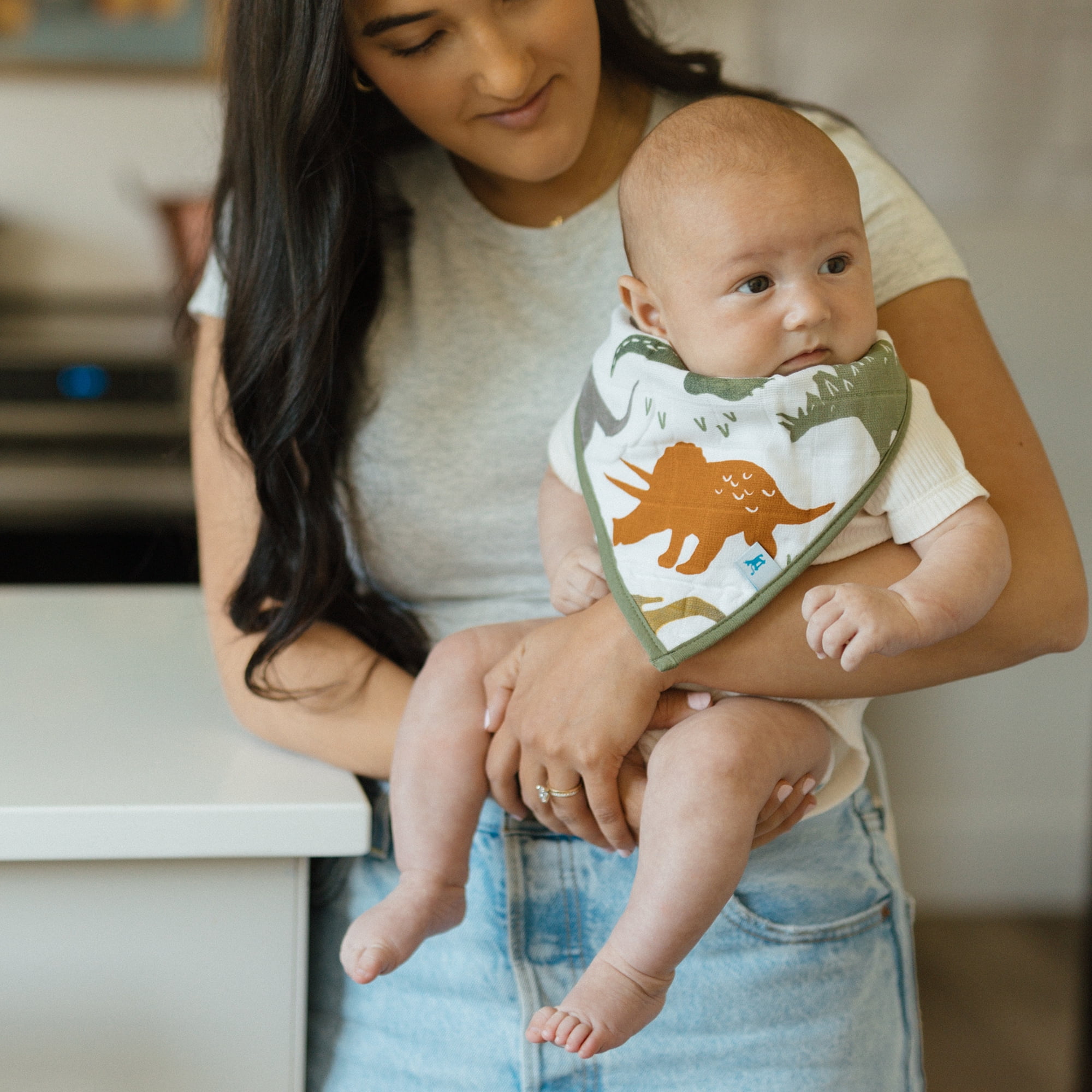 Little Unicorn Bandana Bibs for Babies, 4 Pack - Dino Friends