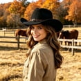 thumbnail image 2 of Western Cowboy Hat for Men Women Wide Curved Brim with Adjustable Strap Lightweight Cowboy Hat Cowgirl Hat Sun Hat for Outdoor Travel Party, 2 of 4