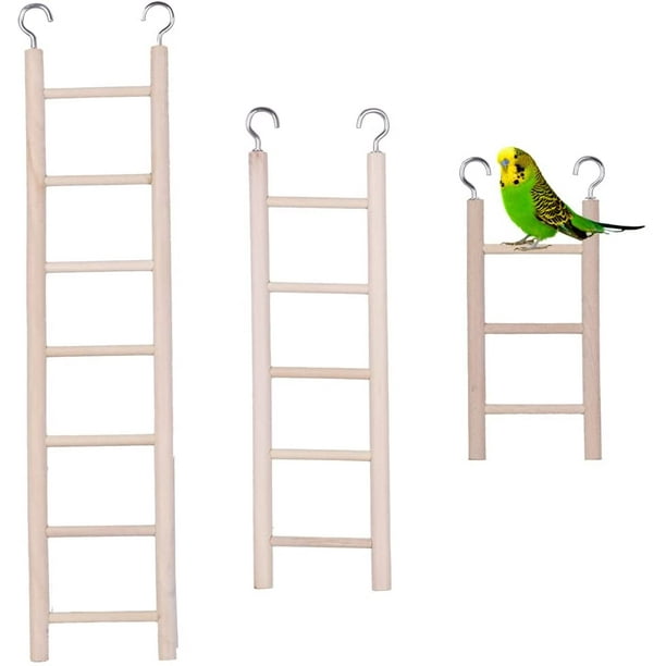 Walbest Wooden Bird Ladder for Cage, Bird Parrot Step Ladders Toys, Cage Hanging Pet Cage
