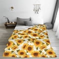thumbnail image 5 of Bingfone Modern Elegant Sunflower Print Flannel Fleece Blanket Throw Blanket for Bed,Sofa,Couch,Travel,Camping(50"x40" ), 5 of 8