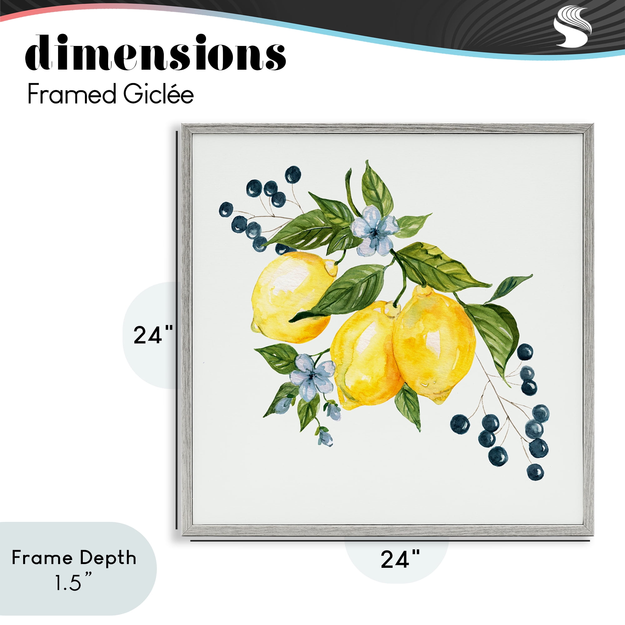 Stupell Industries Lemons with Blossoms & Berries Gray Framed Giclee Art, design by Livi Finn