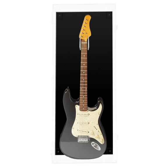 PENNZONI Electric Guitar Display Case, Clear Acrylic Cabinet, Black Back, Fit Most Sizes, Fully Acrylic
