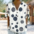 thumbnail image 2 of Going out Tops for Women V Neck Button Floral Printed Tie Shoulder Short Sleeve Blouses Summer Casual Shirts (XL, Navy), 2 of 7