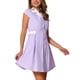 thumbnail image 4 of INSPIRE CHIC Vestido de Camisa de Mujer con Botones, Cuello Notch, Manga Corta, Vestidos de Trabajo con Cinturón, S Púrpura, 4 of 5