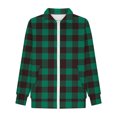 thumbnail image 5 of Lenpel Children's Zip up Sweatshirts Boys Girls Long Sleeve Collared Plaid Fleece Jackets Casual Outwear Coats with Pockets(Green,9-10 Years), 5 of 6
