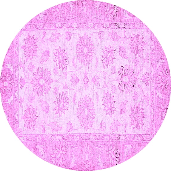 Ahgly Company Indoor Round Oriental Purple Traditional Area Rugs, 6' Round