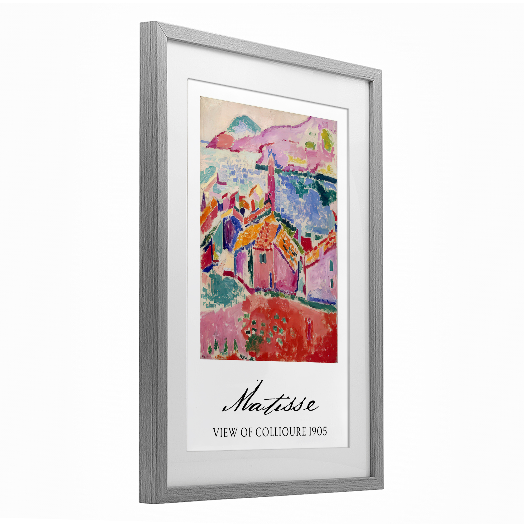 View Of Collioure Gray Framed Print Under Glass, design by Vintage Hustle