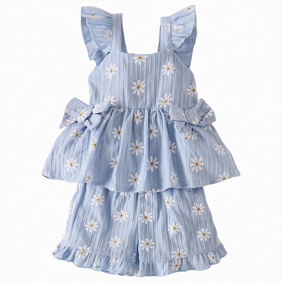 HCNTES Toddler Baby Summer Clothes Set Short Sleeves T-Shirt Tops Shorts Cute Outfits Set Kid Shorts Girls For 18-24 Months 2t 3t 4t 5t 6t 7t 8t 9t, 3-4 Years