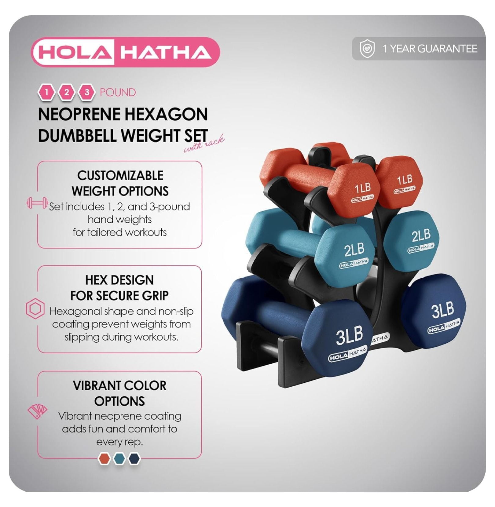 Neoprene Dumbbell Free Hand Weight Set with Rack, Ideal for Home Exercises to Tone and Definition